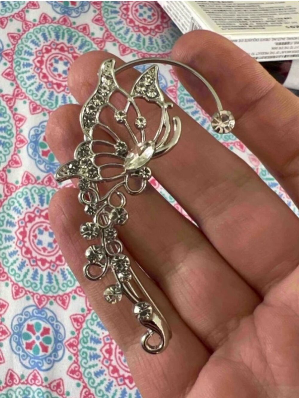 Butterfly Rhinestone Ear Clip - Picture 2 of 2